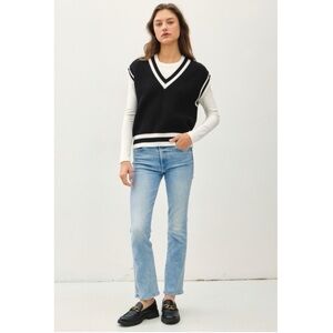 Black & White Collegiate V Neck Sweater Vest Size S/M